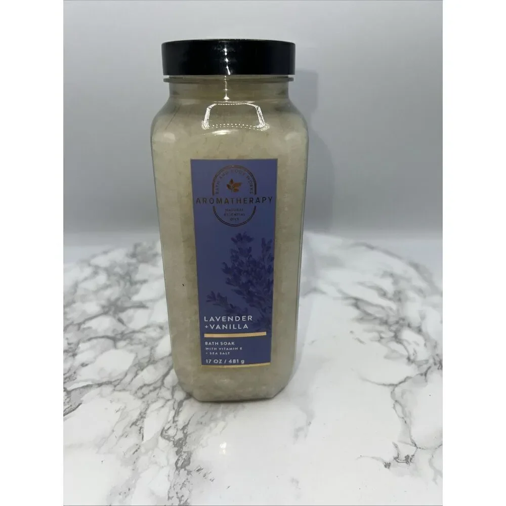 Bath & Body Works Aromatherapy Lavender + Vanilla Bath Soak Salts 17 oz NEW